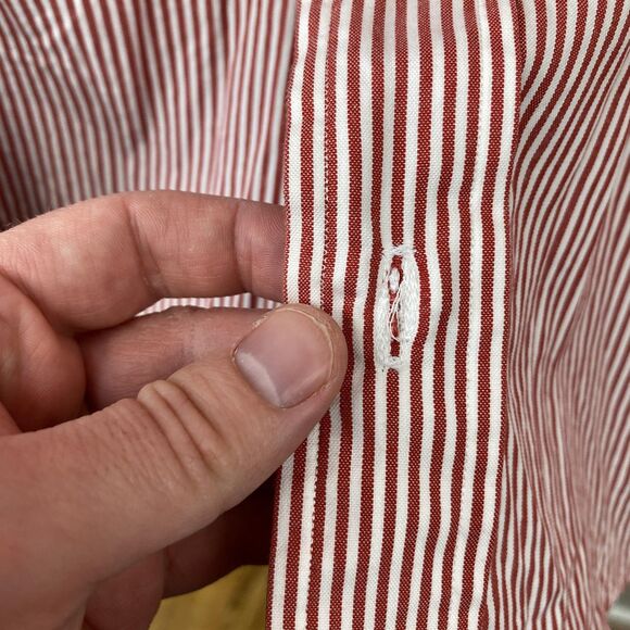 Ralph Lauren Dress Shirt Mens Large Striped Classic Fit Button Down Flesh Pony - Picture 9 of 10